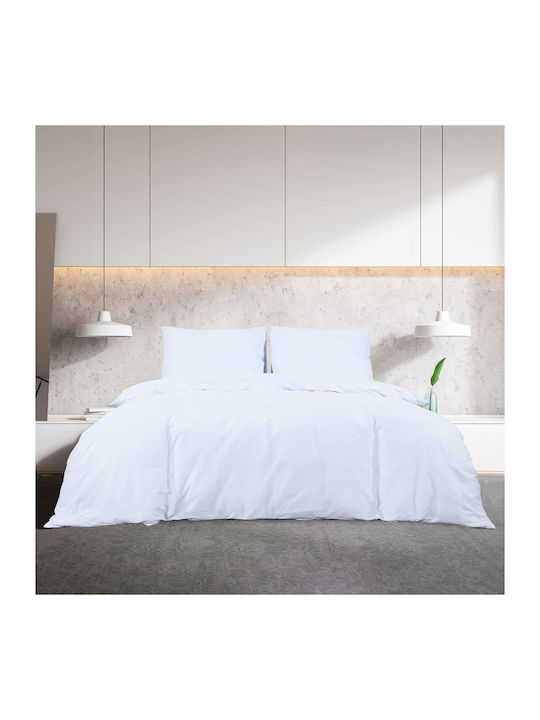 vidaXL Duvet Cover Set Cotton Queen with 2 Pillowcases 220x225 White