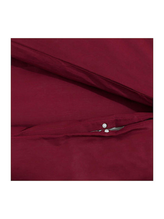 vidaXL Duvet Cover Set Cotton Double with 2 Pillowcases 200x200 Bordeaux