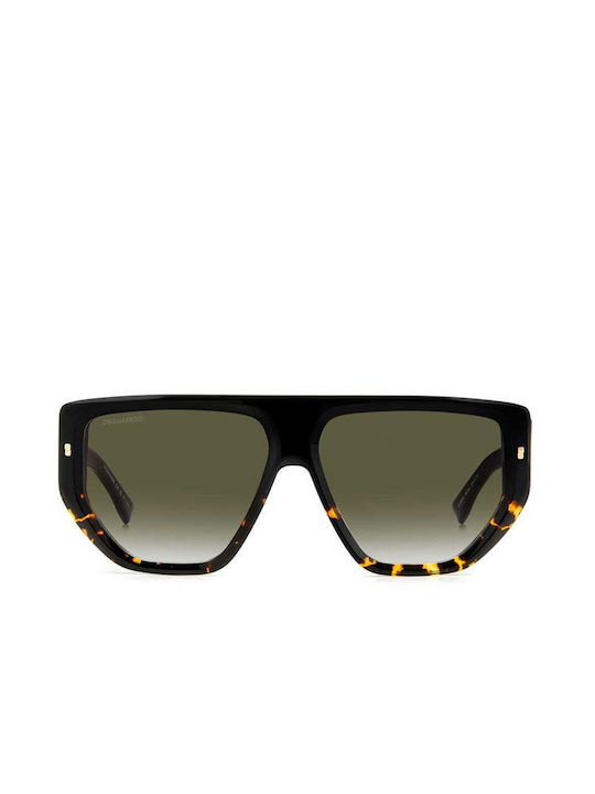 Dsquared2 Sonnenbrillen mit Schwarz Schildkröte Rahmen und Grün Verlaufsfarbe Linse 0088/S WR7/9K