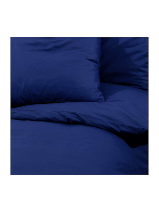 vidaXL Duvet Cover Set Cotton Single with Pillowcase 140x200 Navy Blue