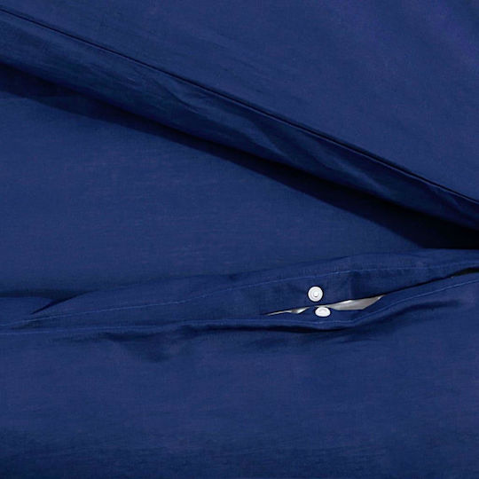 vidaXL Duvet Cover Set Cotton Single with Pillowcase 140x200 Navy Blue