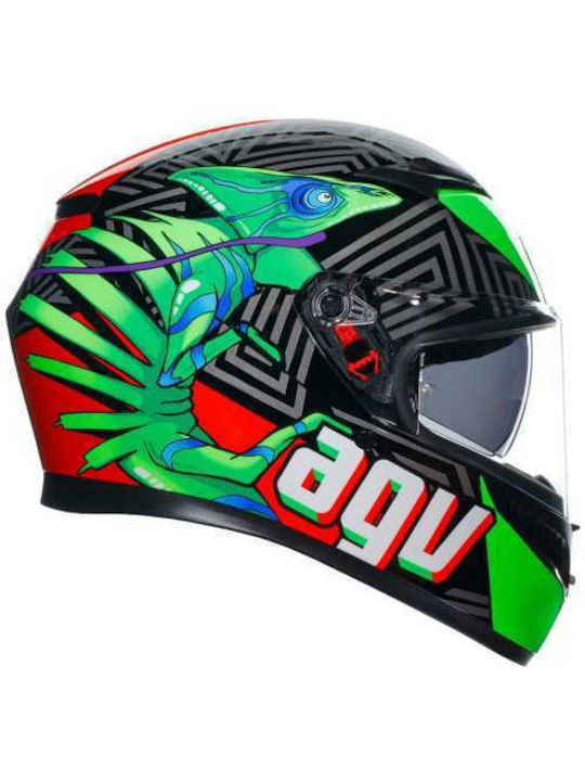 AGV K3 MPLK Full Face Helmet with Pinlock ECE 22.06 1500gr Kamaleon Black/Red/Green 2118381001-013