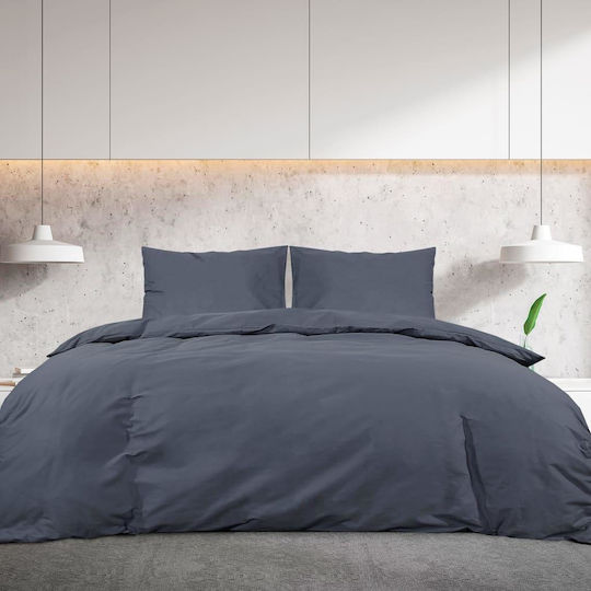 vidaXL Duvet Cover Set Double with 2 Pillowcases 200x200 Charcoal