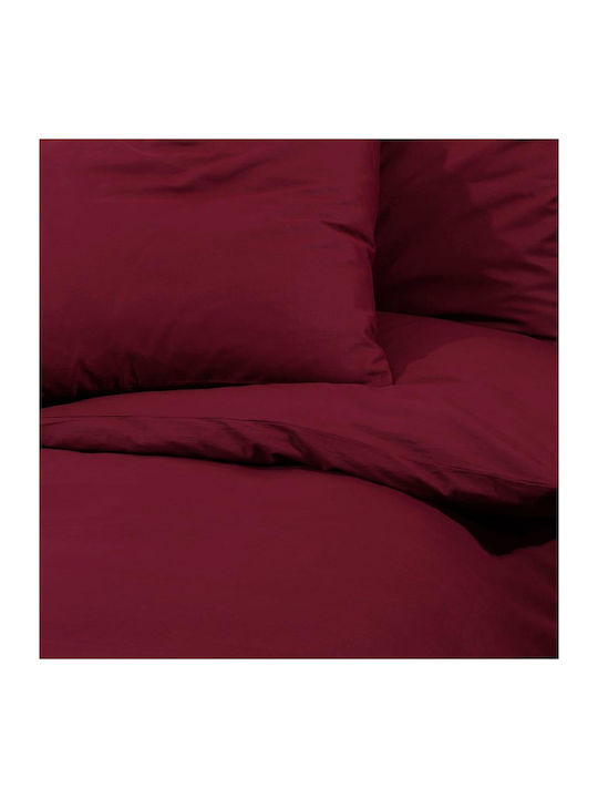 vidaXL Duvet Cover Set Double with 2 Pillowcases 200x200 Bordeaux
