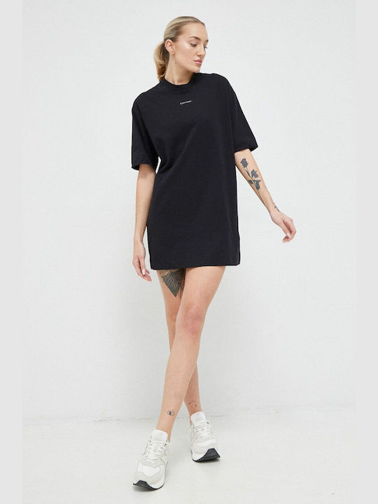 Calvin Klein Καλοκαιρινό Mini T-shirt Φόρεμα Μαύρο