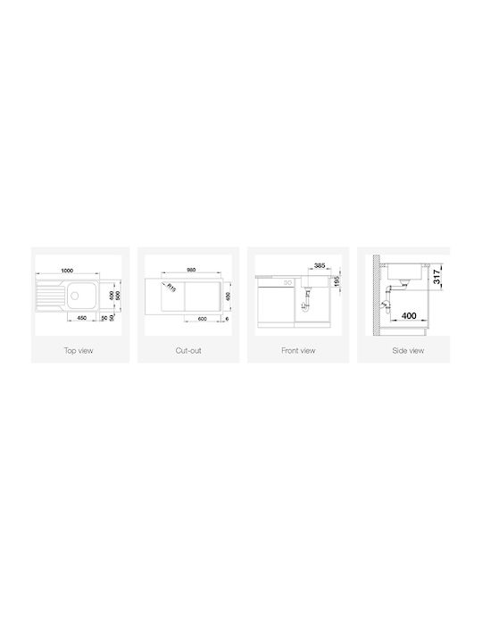Blanco Dinas XL 6 S 524254 Drop-In Sink Inox Satin W100xD50cm Silver
