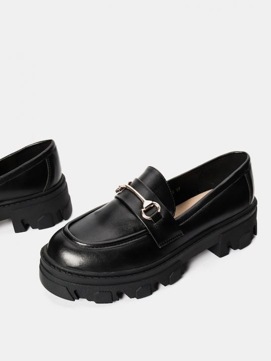 Women's moccasins with traction sole + buckle 1261 Black