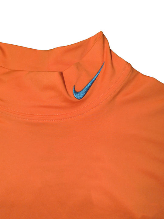 Nike Pro Core Ανδρική Μπλούζα Ζιβάγκο Μακρυμάνικη Πορτοκαλί