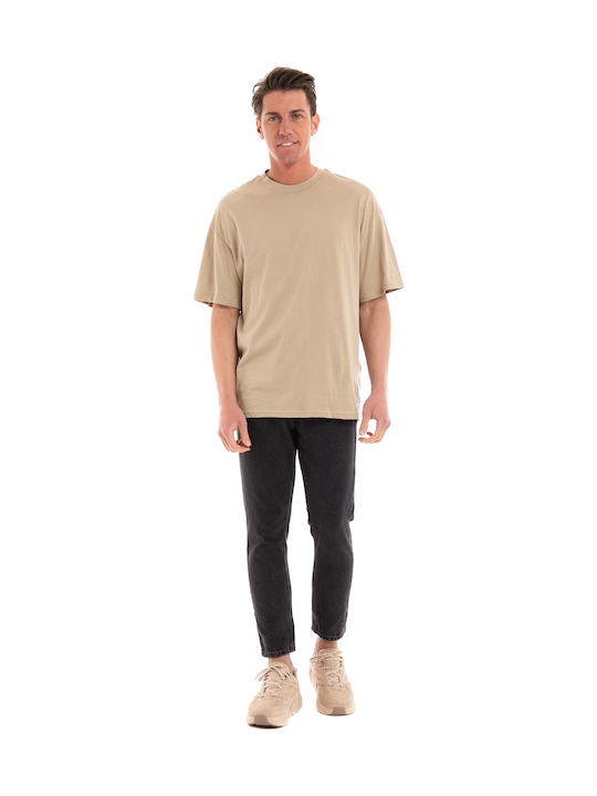 Frank Men's Cropped Jeans Pants with Loose Tapered Fit Black