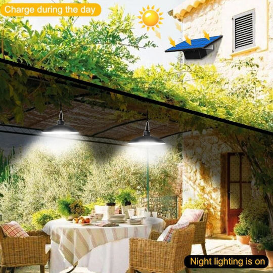 Set of 2 Hanging Solar Lights Cold White with Motion Sensor and Remote Control