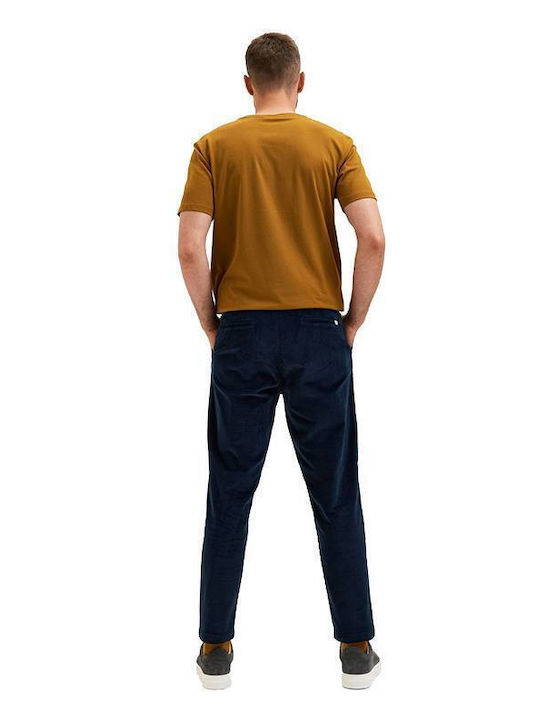 Selected Men's Trousers Chino Elastic in Relaxed Fit Navy Blue