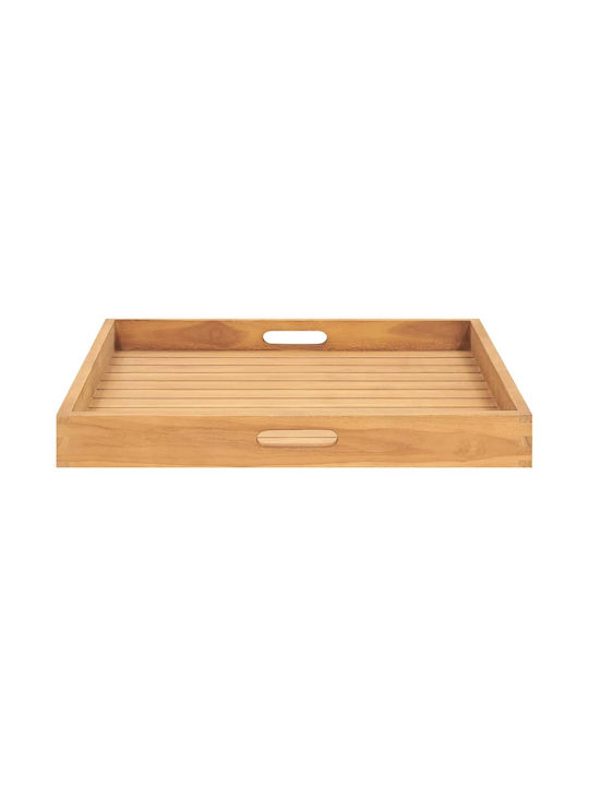 vidaXL Holz Rechteckig Serviertablett mit Griffen in Braun Farbe 60x60x7cm 315458 1Stück