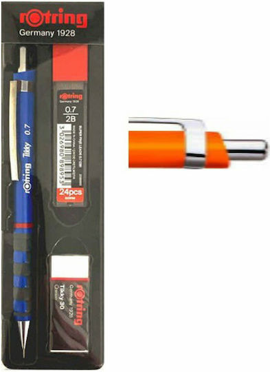 Rotring Tikky Механичен Молив за Рисуване 0.7мм с Гума 3бр Оранжев