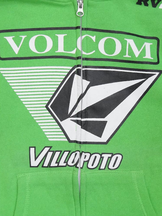 Volcom Kids Sweatshirt Cardigan Cotton with Hood Green