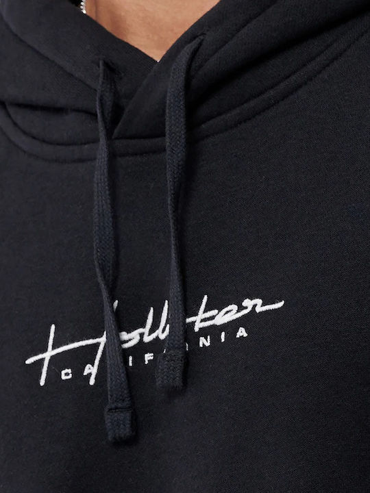 Hollister Herren Sweatshirt mit Kapuze und Taschen Schwarz