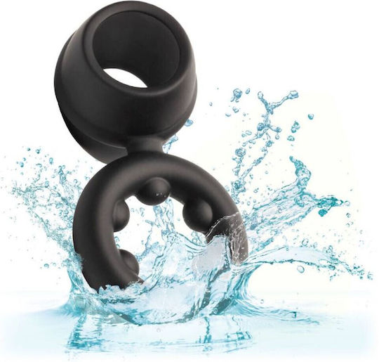 Calexotics Alpha Liquid Dual Cock Ring Schwanz & Hoden Silikon Black