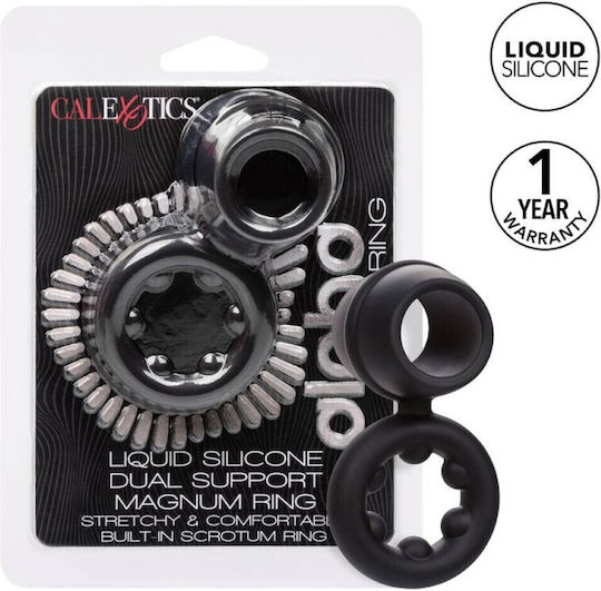 Calexotics Alpha Liquid Dual Cock Ring Schwanz & Hoden Silikon Black