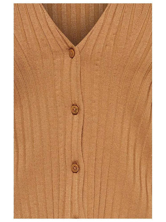 Women's Cardigan with Buttons Brown Sugar