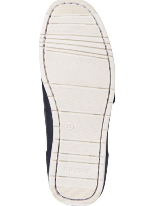 Boys Anatomic Leather Moccasins with Velcro Navy Blue