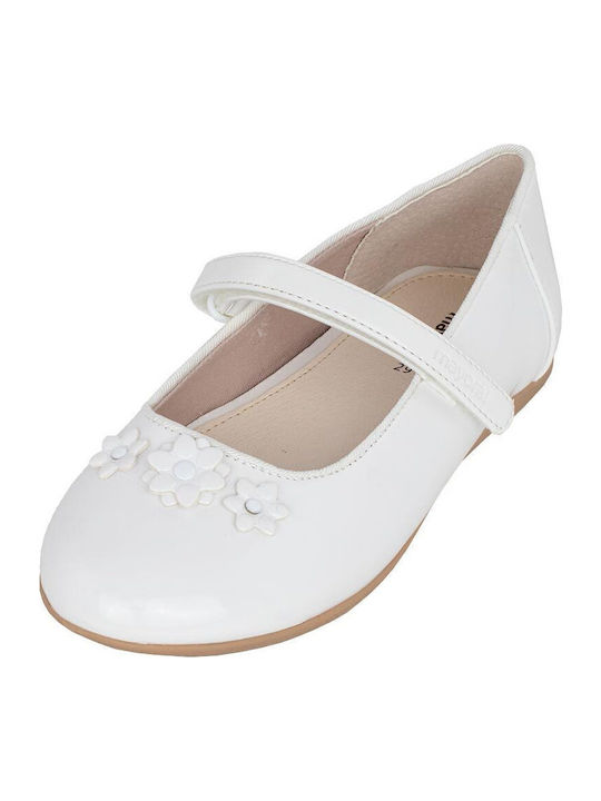 Kids Ballerinas with Hoop & Loop Closure White