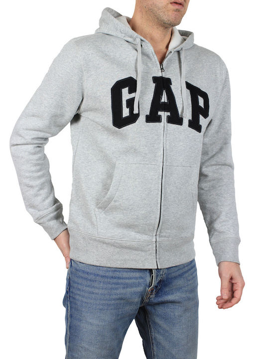 Herren Sweatshirt Jacke mit Kapuze und Taschen Gray