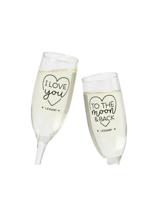 Legami Milano Cheers to Love Glass Set Champagne made of Glass Stacked 150ml 2pcs