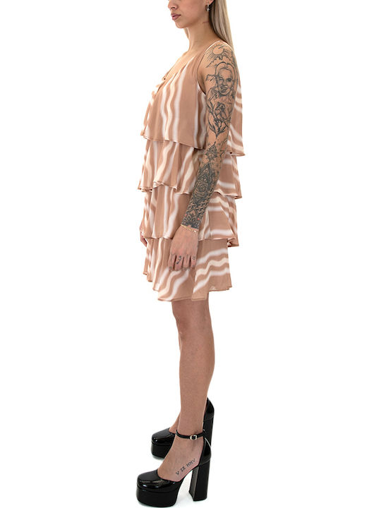 Sommer Mini Kleid mit Rüschen Braun