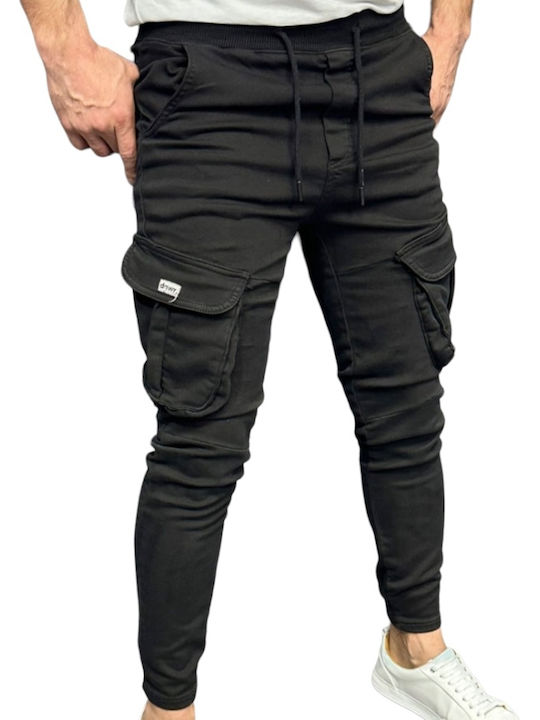 Men's cargo pants with elasticated ankle and waist OSCAR TR101OSC BLACK