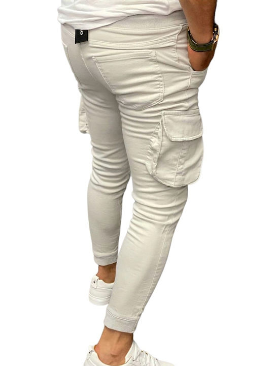 Men's cargo pants with elasticated ankle and waist OSCAR TR101OSC OFF WHITE