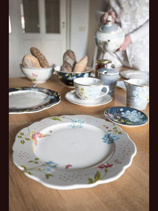 Laura Ashley Heritage Irregular Plate Shallow made of Porcelain Multicolour with Diameter 24.5cm 4pcs