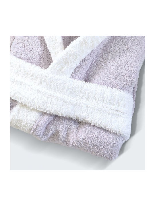 Lino Home Kids Hooded Bathrobe Lila / White
