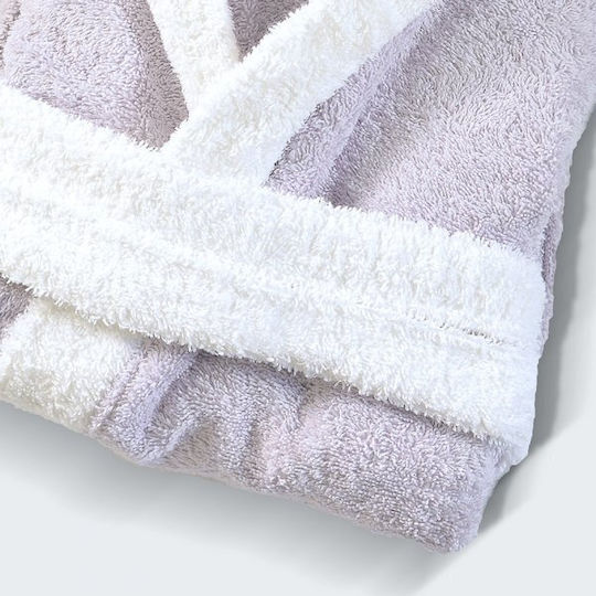 Lino Home Παιδικό Μπουρνούζι Lila / White με Κουκούλα