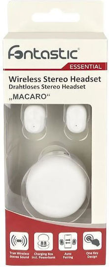 Fontastic Macaro In-ear Bluetooth Handsfree Ακουστικά με Θήκη Φόρτισης Λευκά