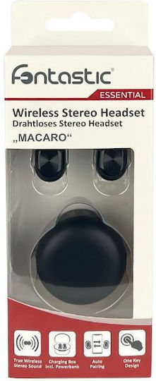 Fontastic Macaro In-ear Bluetooth Handsfree Ακουστικά με Θήκη Φόρτισης Μαύρα