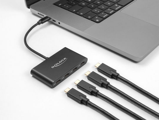 DeLock USB-Hub 4 Anschlüsse USB 3.2 mit USB-C Anschluss Grau