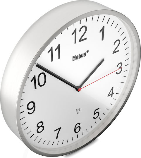 Mebus Wall Clock Metallic White Ø30cm