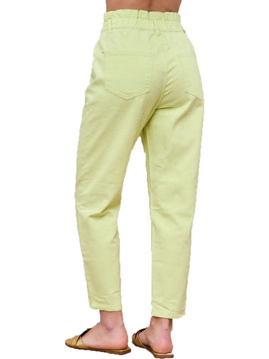 Hw High Waist Women's Jean Trousers in Carrot Fit Sunny Lime