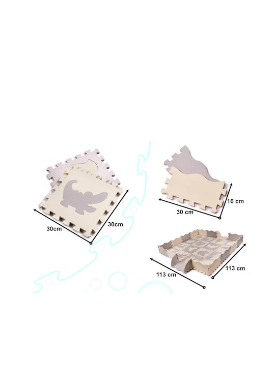 Interactive Foam Floor Puzzle with Animals Grey-Ecru 36pcs