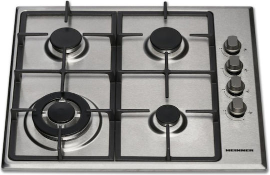 Heinner Gas Cooktop Autonomous 58x51εκ. Silver