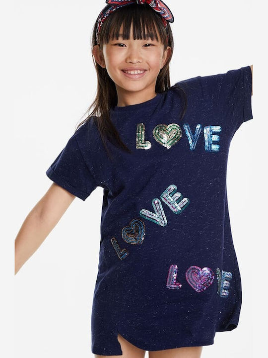 Desigual Mädchen Kleid Kurzärmelig Marineblau