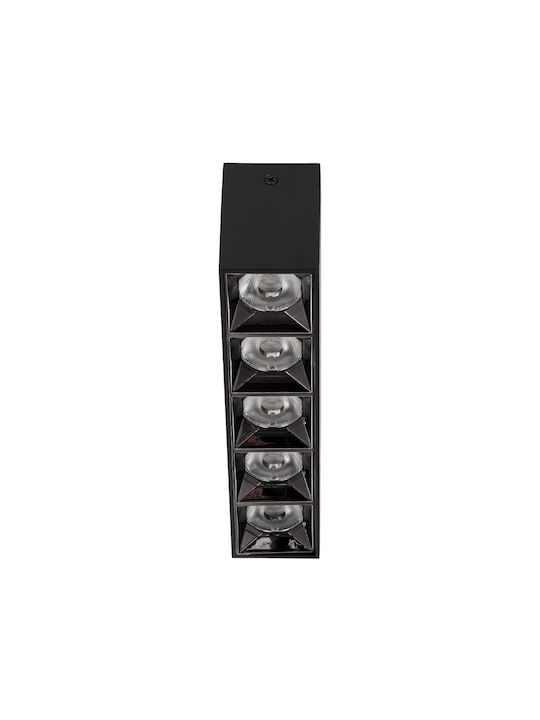 GloboStar Luminar Superior LED Alb Cald Spot cu 5 Lumini în Culoare Negru