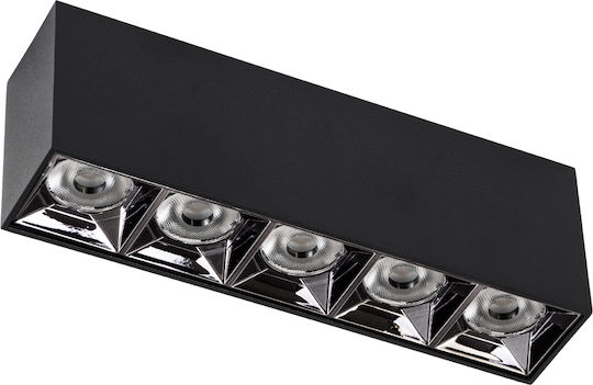 GloboStar Luminar Superior LED Alb Cald Spot cu 5 Lumini în Culoare Negru