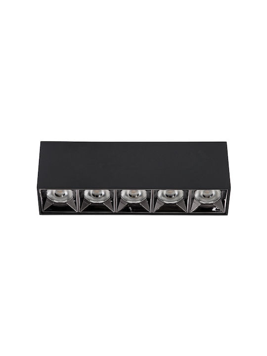 GloboStar Luminar Superior LED Alb Cald Spot cu 5 Lumini în Culoare Negru