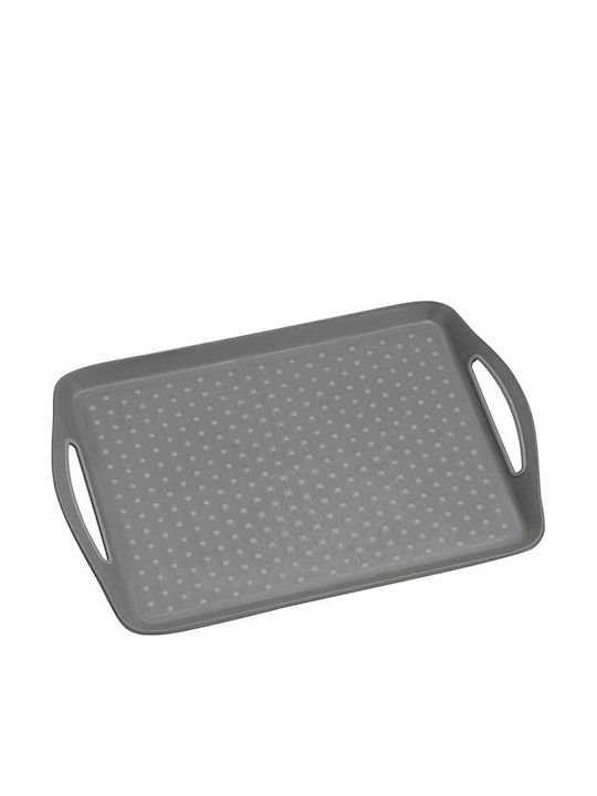 Kesper Rectangular Plastic Non-Slip Serving Tray with Handles Gray 45.5x32x4.5cm