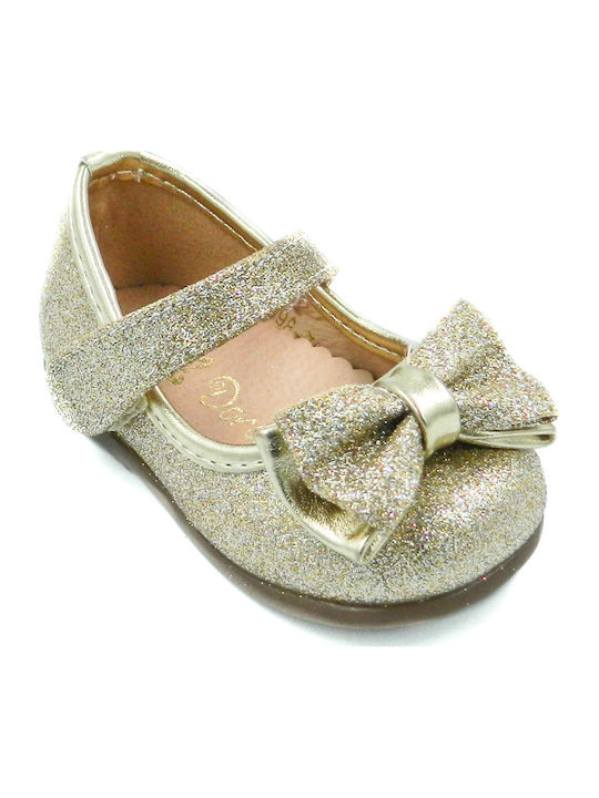 Kids Ballerinas with Hoop & Loop Closure Gold