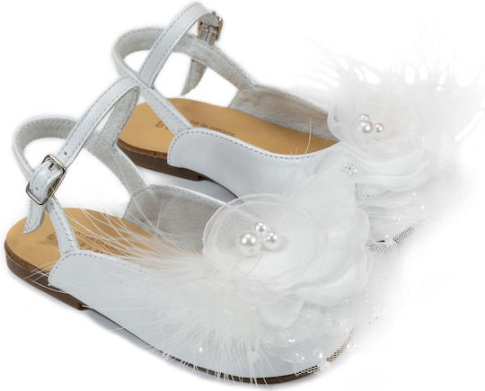 Babywalker Pantofi De Botez Din Piele Balerine Albe