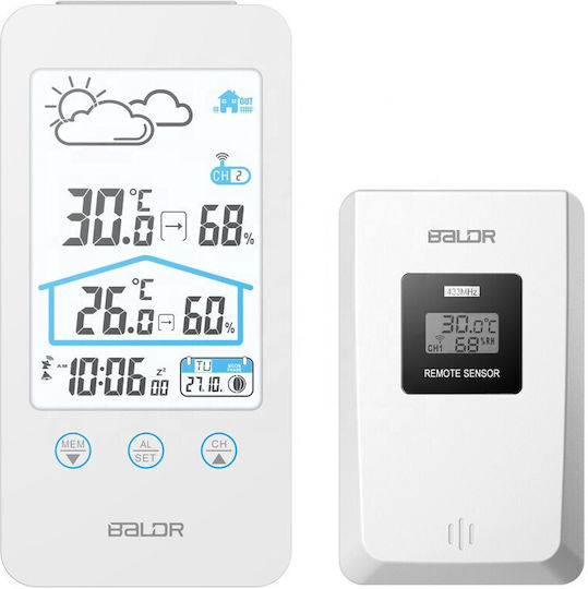 Baldr LCD Touch Screen Wireless Digital Weather Station Wall Mounted / Tabletop Black