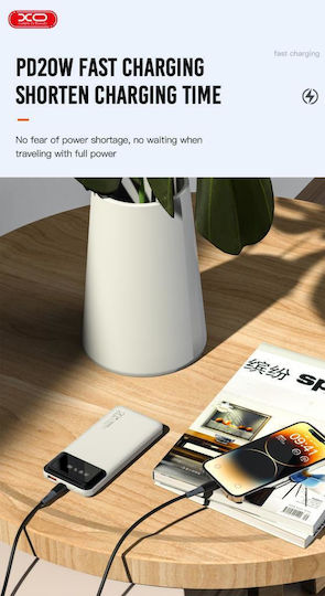 XO PR191 Power Bank 10000mAh 20W με Θύρα USB-A και Θύρα USB-C Power Delivery / Quick Charge 2.0 / Quick Charge 3.0 Μαύρο