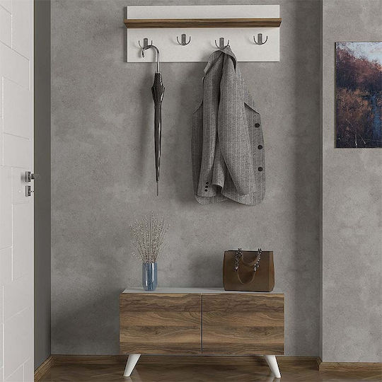 Lores Entry Furniture with Hanger & Shoe Rack White / Walnut 80x31.3x41.5cm