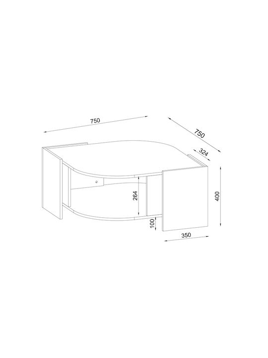 Măsuță Centrală Ovală Marbel din Lemn Maro 75x75x40cm